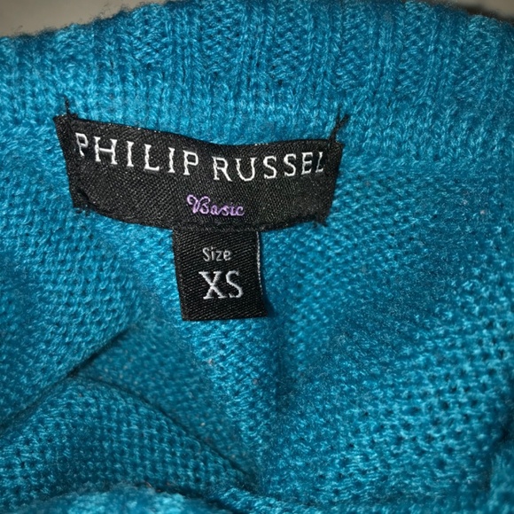 EUC Philip Russel Turquoise Blue Turtleneck Acrylic Sweater w/Funnel Neck XS - Picture 4 of 10